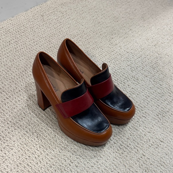 Jeffrey Campbell Shoes - Jeffrey Campbell Brown and Black Heels with Red Accent